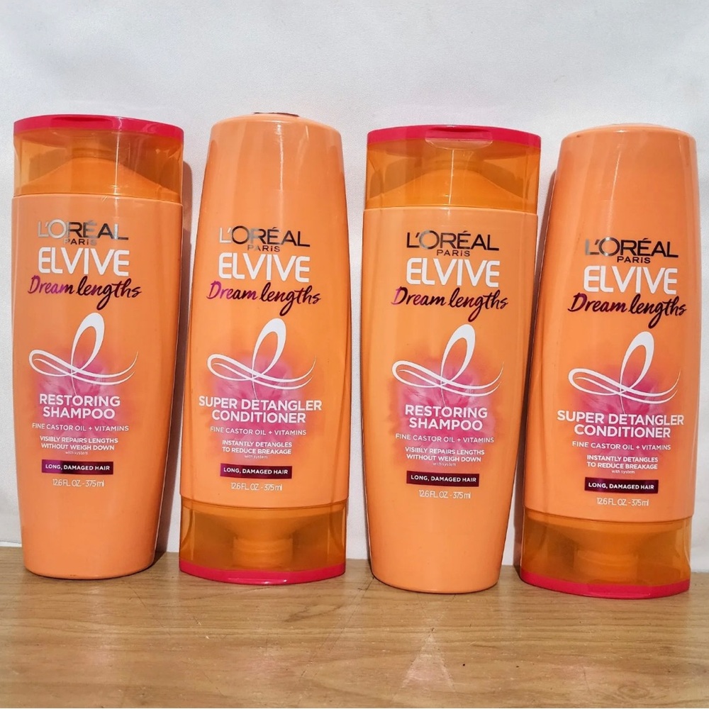 Lot 4 L'OREAL PARIS ELVIVE DREAM LENGTHS SHAMPOO/CONDITIONER sets 12.6 Oz each